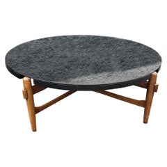 Greta Grossman Danish Modern Walnut with Laminate and Glass Top Coffee Table