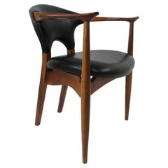 Greta Grossman Danish Styled Leather Walnut Armchair