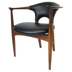 Greta Grossman Danish Styled Leather Walnut Armchair