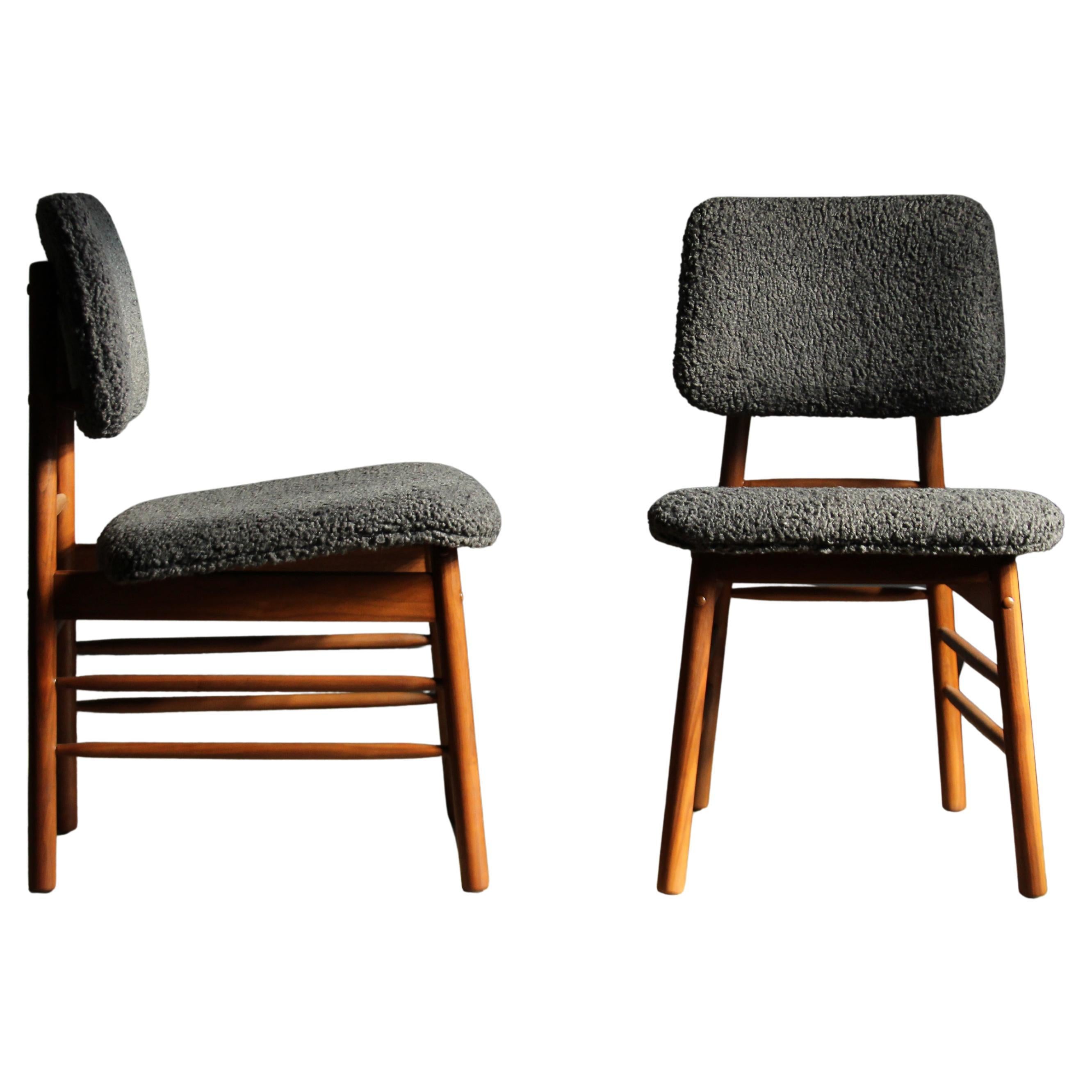 Greta Grossman for Glenn of California Gray Boucle Dining or Side Chairs, 1950s