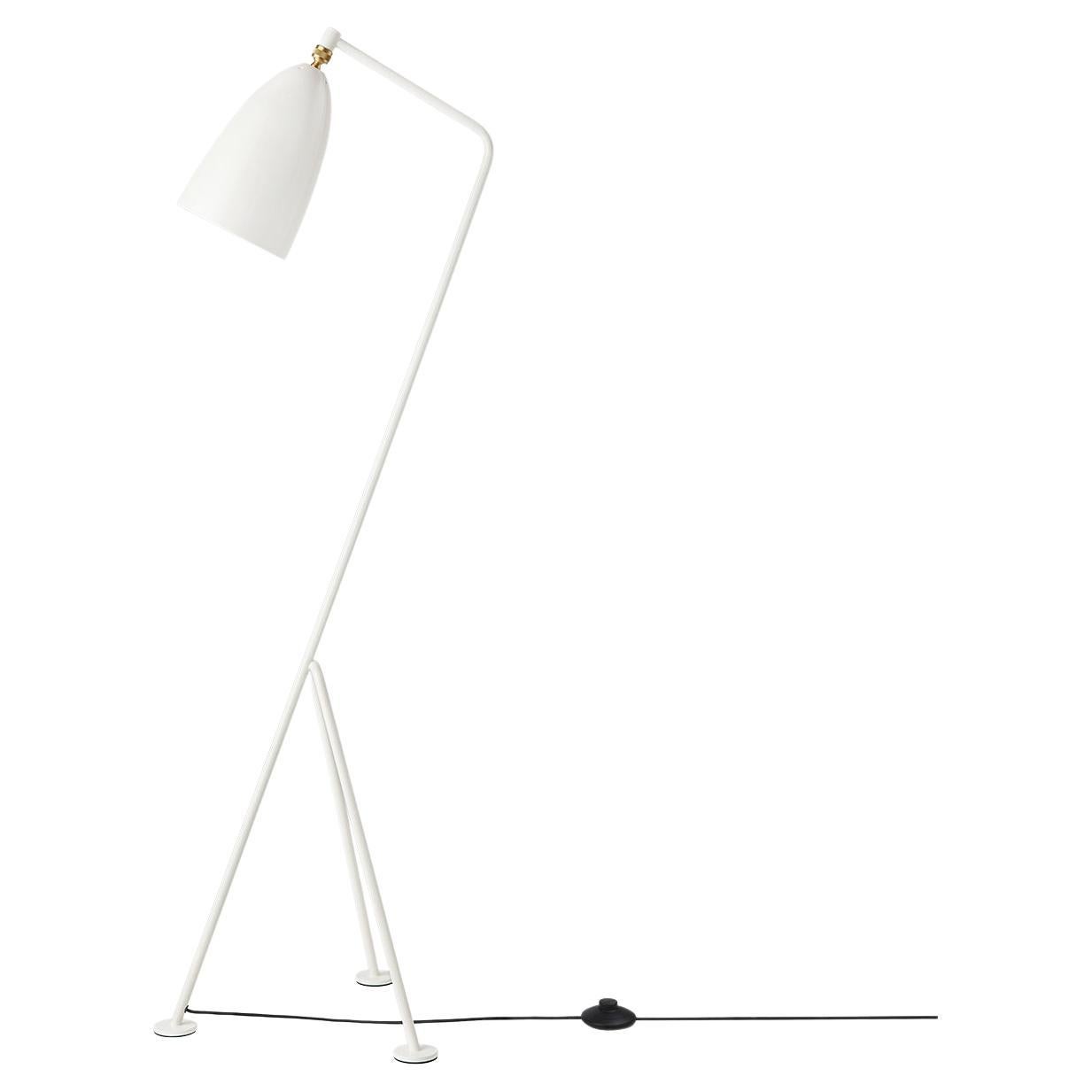 Stehlampe „Grashüpfer“ von Greta Grossman, weißer, glänzender Alabaster