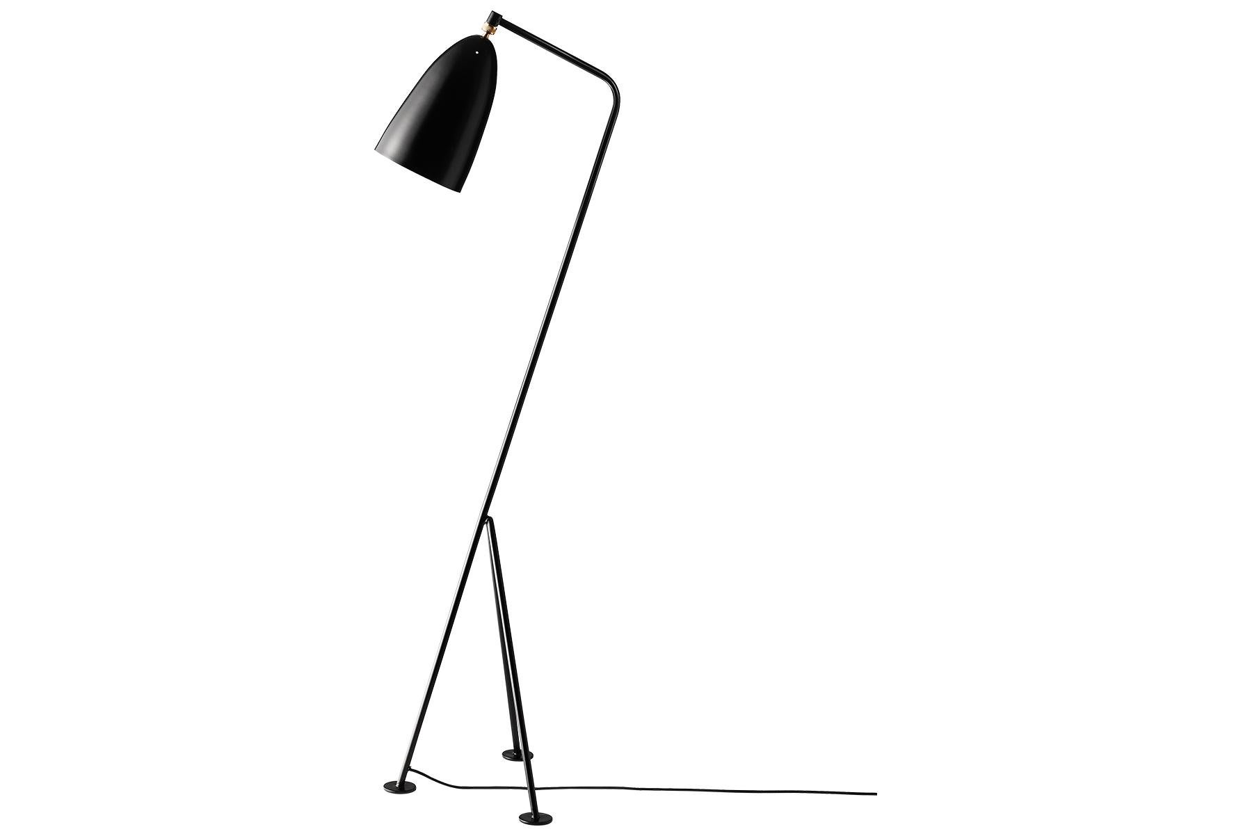 Scandinavian Modern Greta Grossman Grasshopper Floor Lamp, Black Glossy For Sale