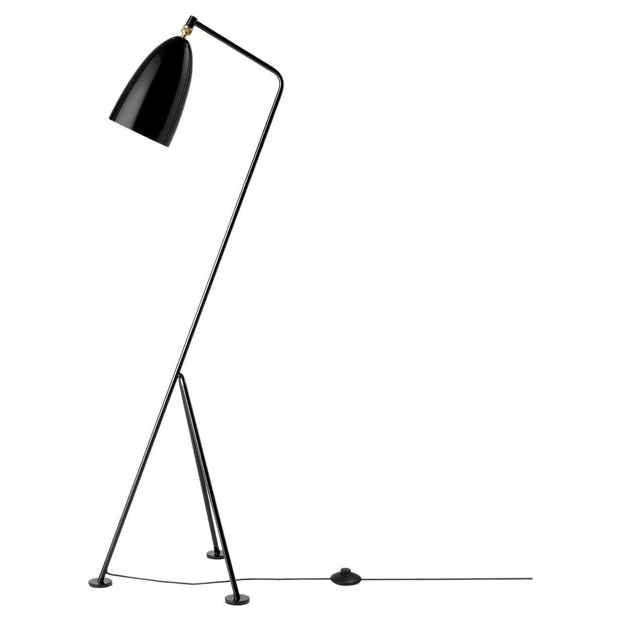 Stehlampe „Grashüpfer“ von Greta Grossman, schwarz glänzend