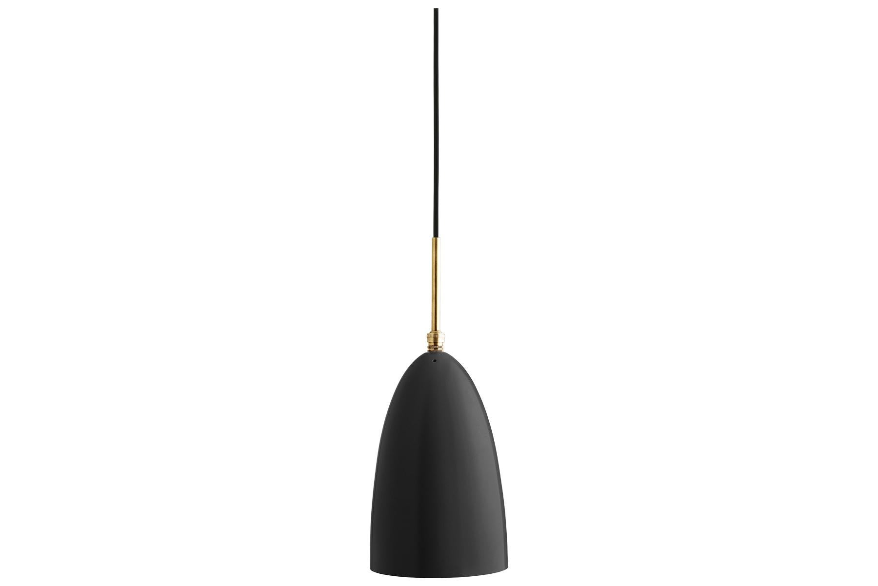 Danish Greta Grossman Grasshopper Pendant Lamp, Black Glossy For Sale