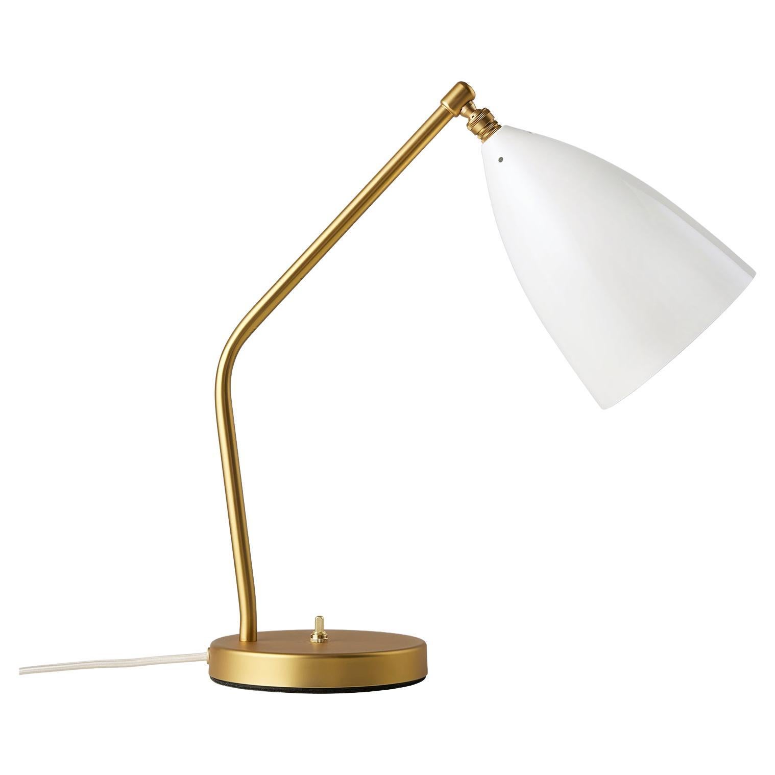 Greta Grossman Grashüpfer-Tischlampe, weißer, glänzender Alabaster im Angebot