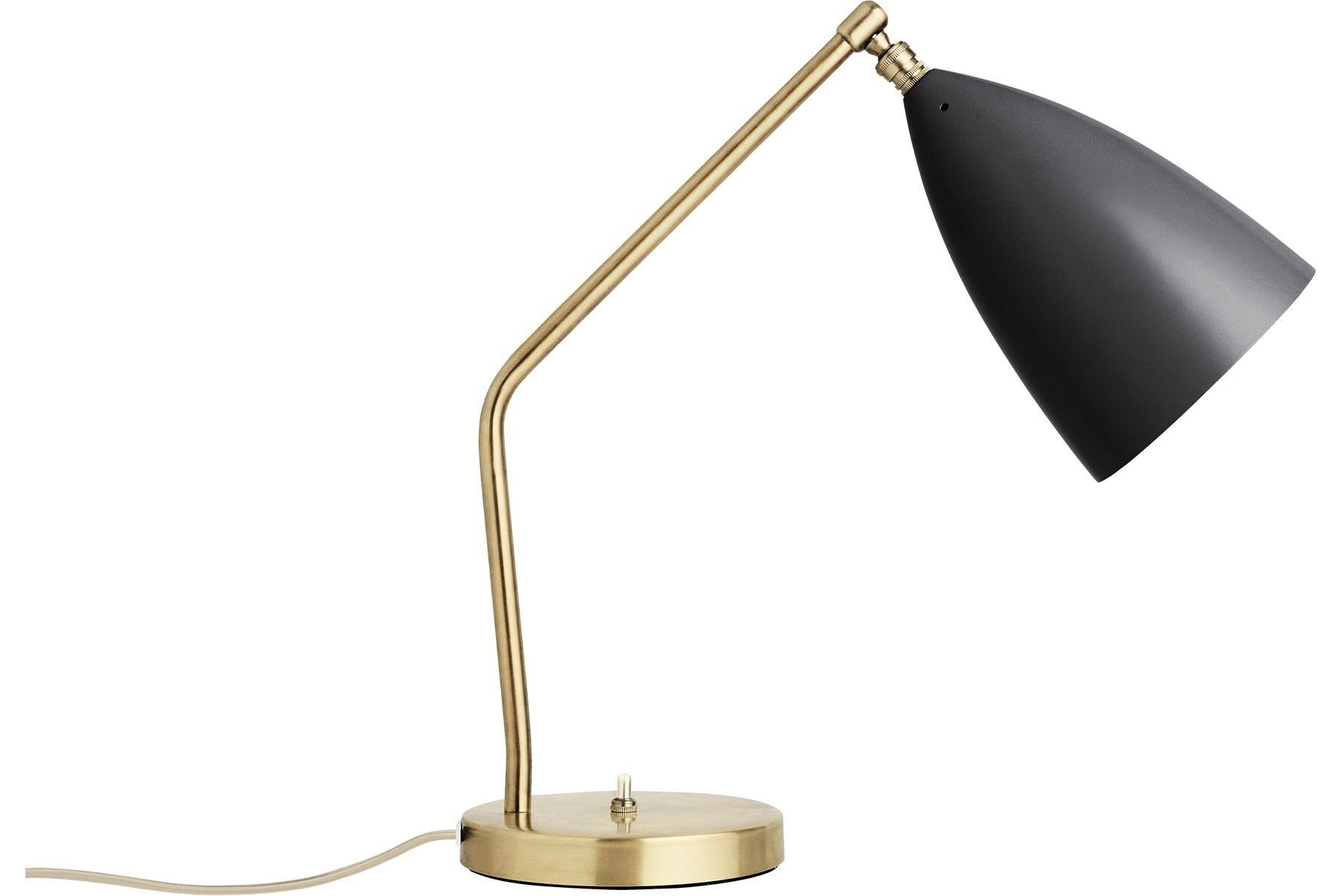 Greta Grossman Grashüpfer-Tischlampe, schwarz glänzend (Aluminium) im Angebot