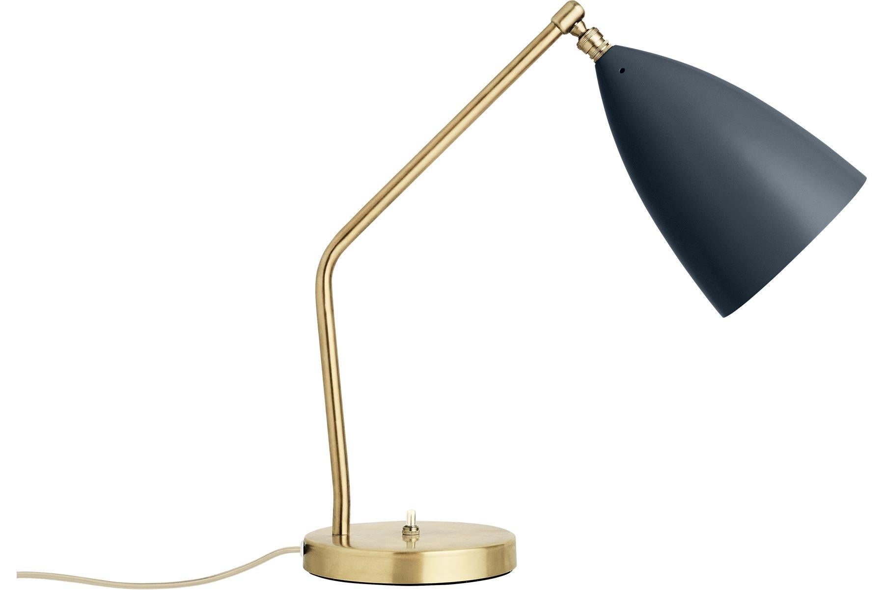 Greta M. Grossman designed the iconic Gräshoppa table lamp in 1947 and with its sophisticated yet playful design, it is still as relevant today. The distinctive, elongated conical shade is beautifully combined with a tubular brass stand, a great
