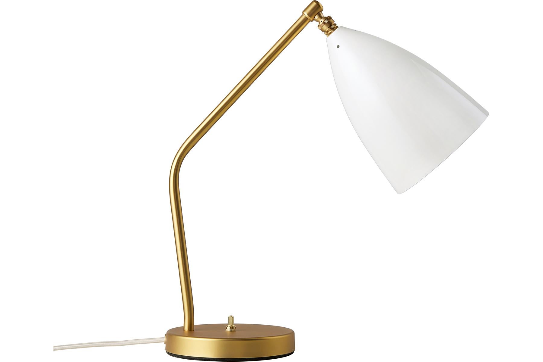 Brass Greta Grossman Grasshopper Table Lamp, Oyster White For Sale