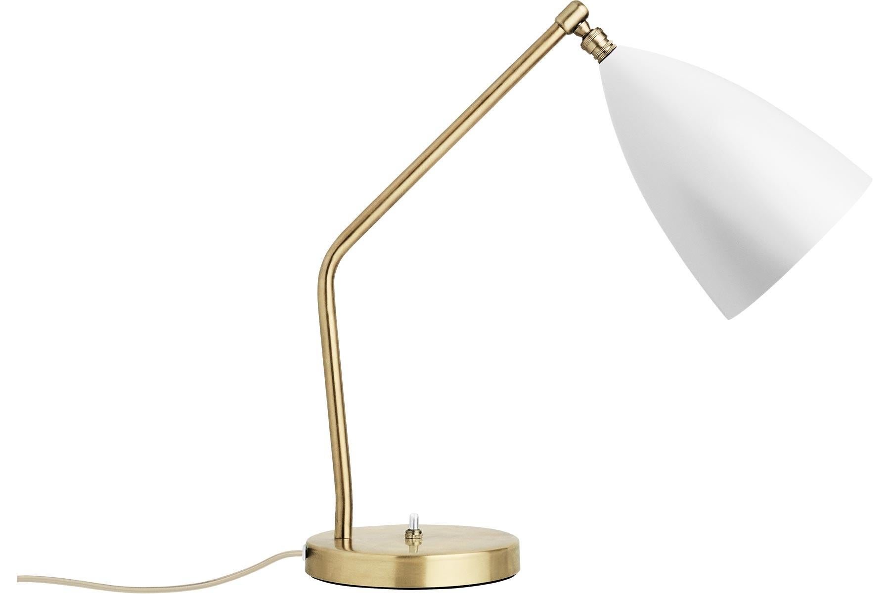 Plated Greta Grossman Grasshopper Table Lamp, White For Sale