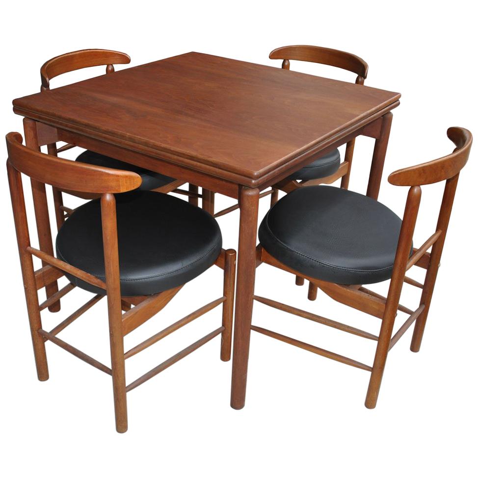 Greta Grossman Midcentury Teak Expandable Dining Table and Chairs
