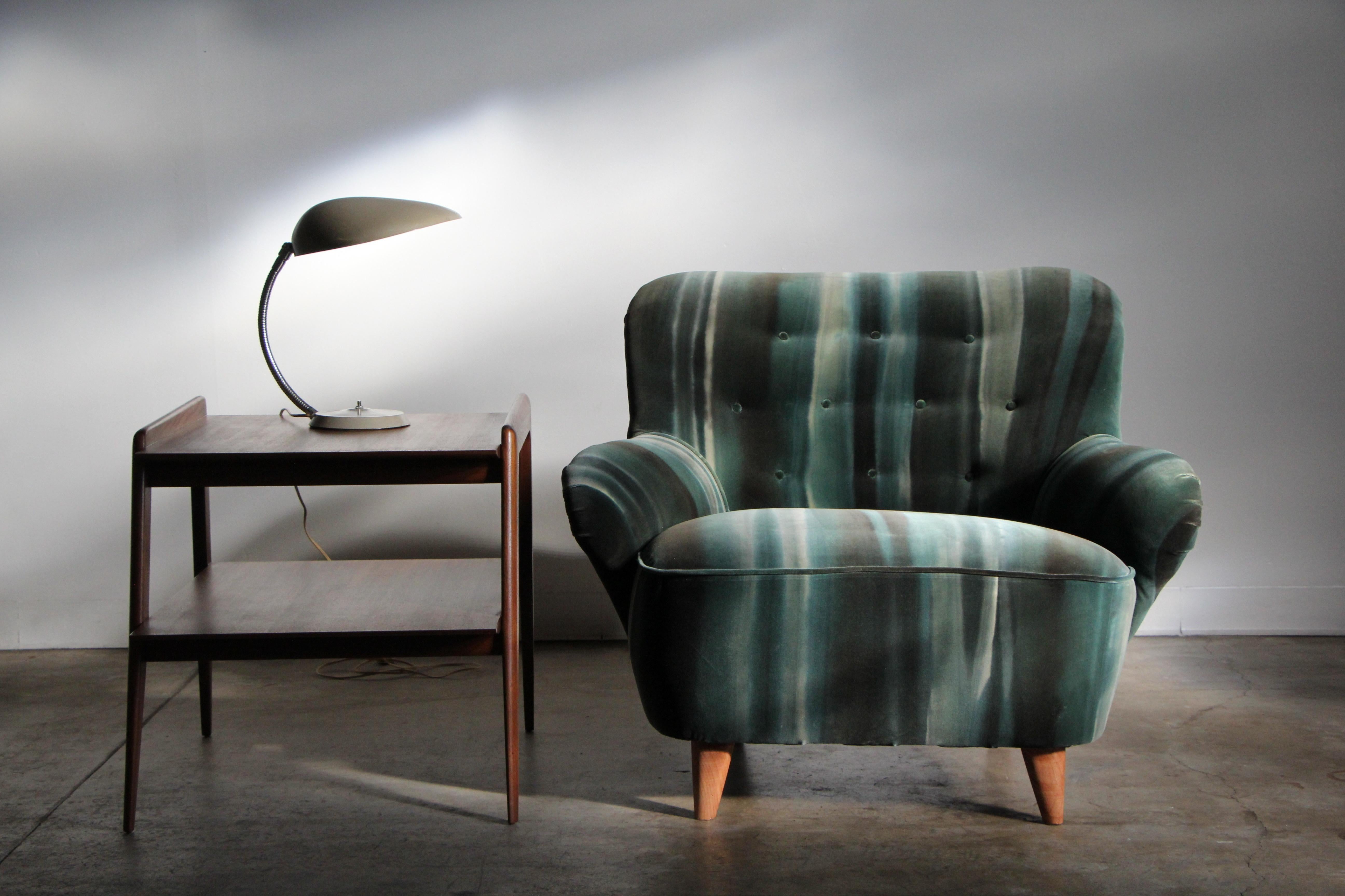 Greta Grossman Rare Velvet Lounge Chair for Barker Brothers, 1940s For Sale 3