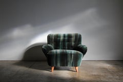 Greta Grossman Rare Velvet Lounge Chair for Barker Brothers, 1940s