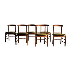 Greta Grossman Walnut and Leather Dining Chairs for Glenn of California, 1950s