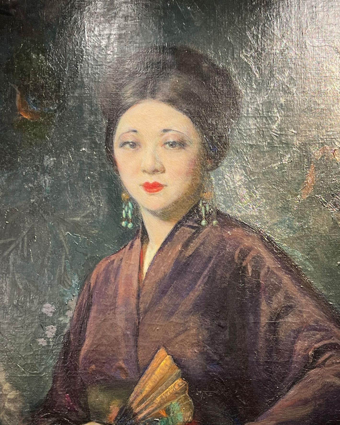 American Greta Kempton Portrait of Japanese Woman in Kimono For Sale