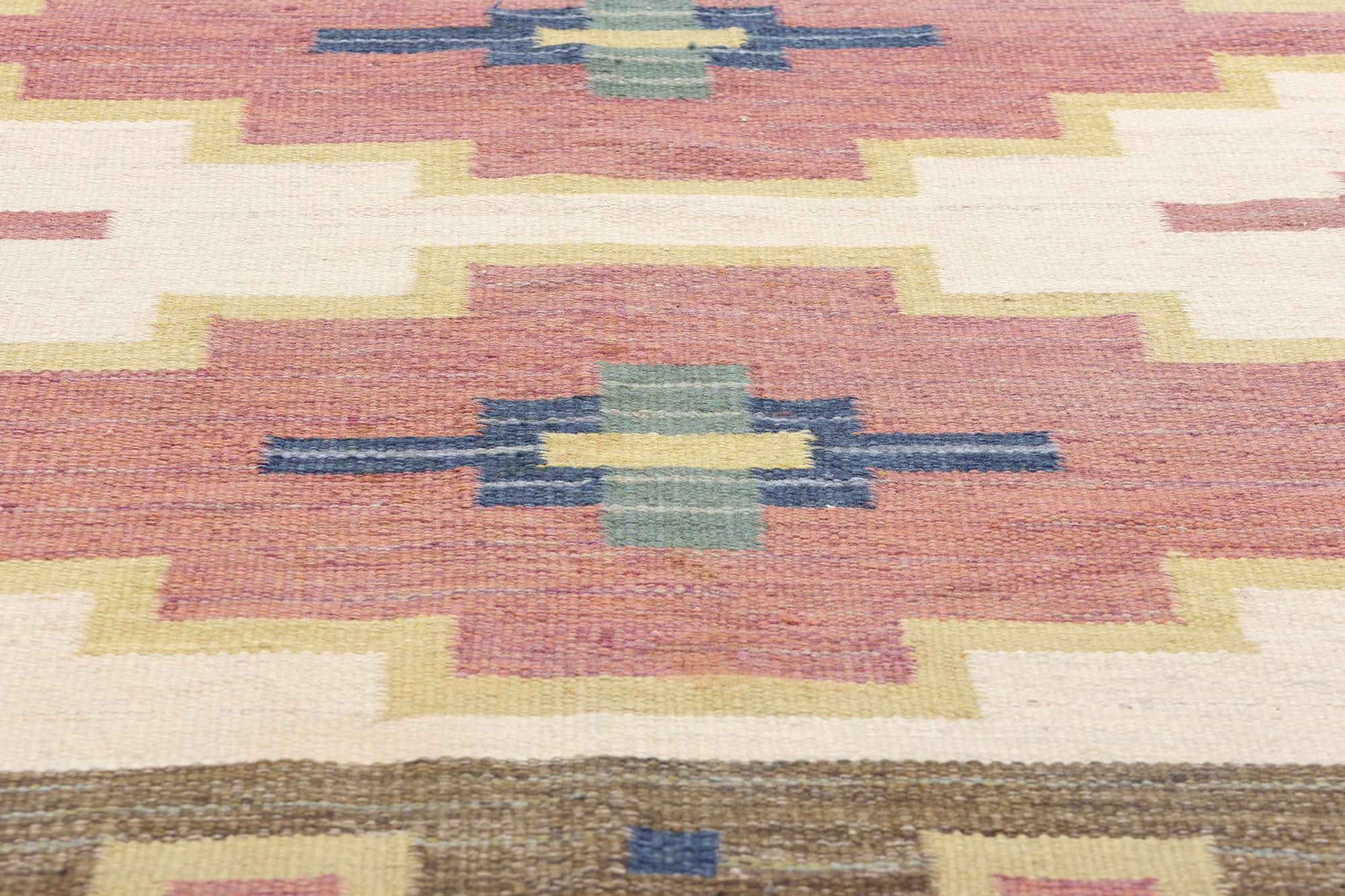 Tappeto Greta Kruse Vintage Svedese Rosa Scandinavo Röllakan In condizioni buone in vendita a Dallas, TX