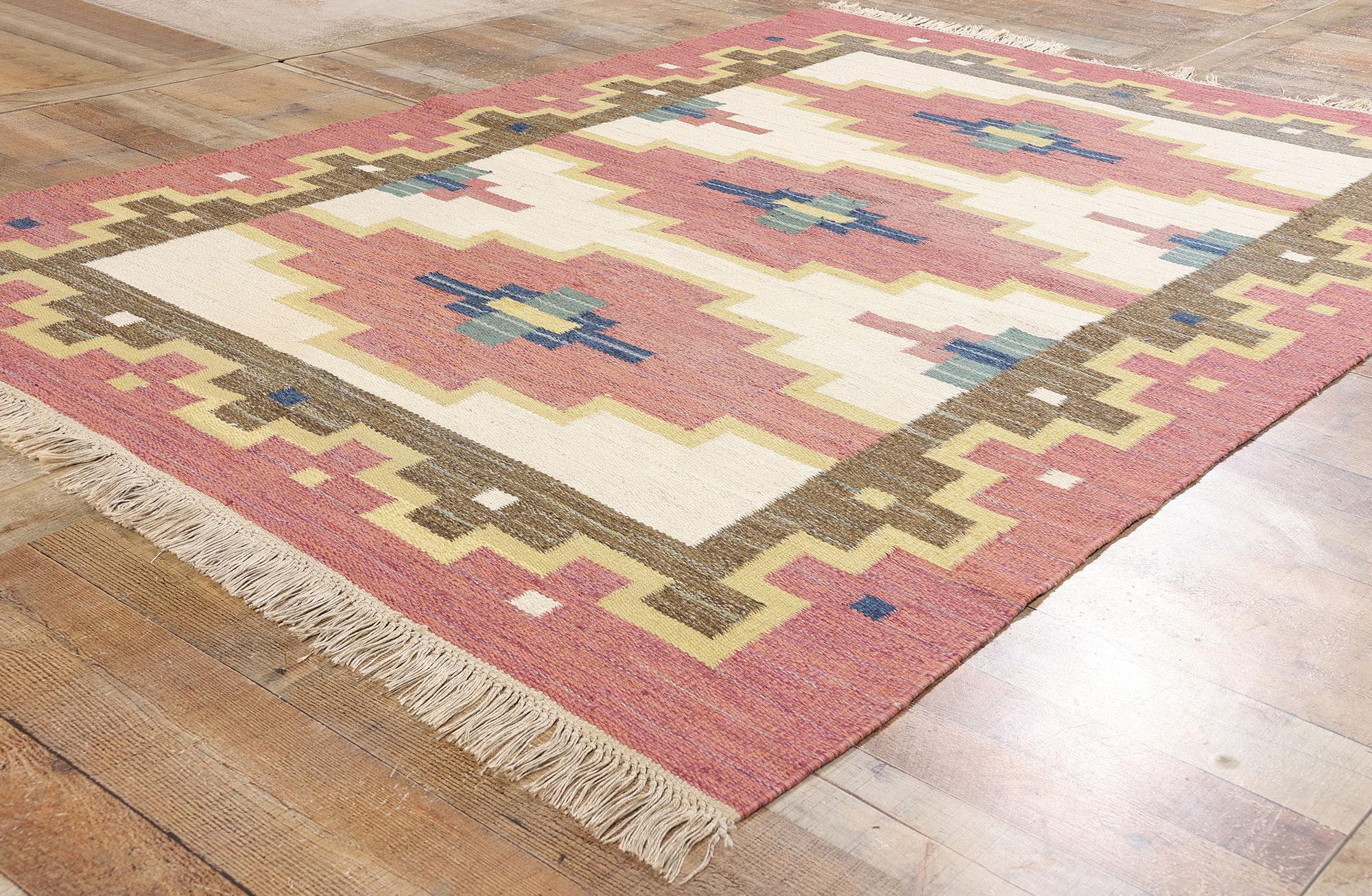 Tappeto Greta Kruse Vintage Svedese Rosa Scandinavo Röllakan in vendita 1