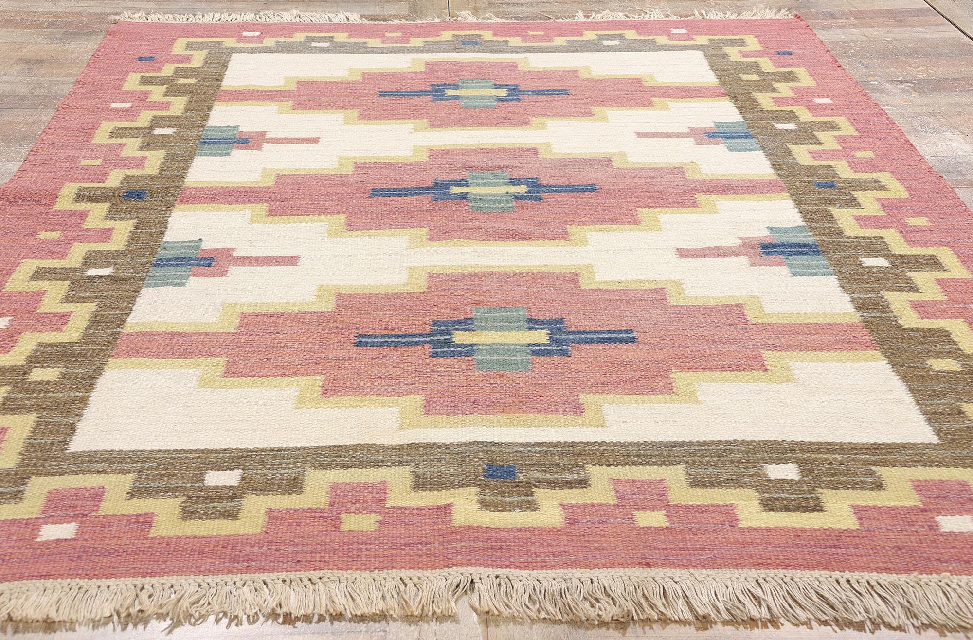 Tappeto Greta Kruse Vintage Svedese Rosa Scandinavo Röllakan in vendita 2