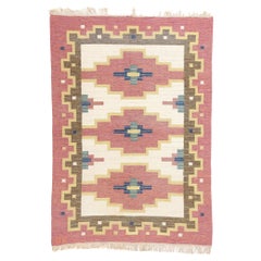 Greta Kruse Vintage Swedish Pink Scandinavian Röllakan Rug