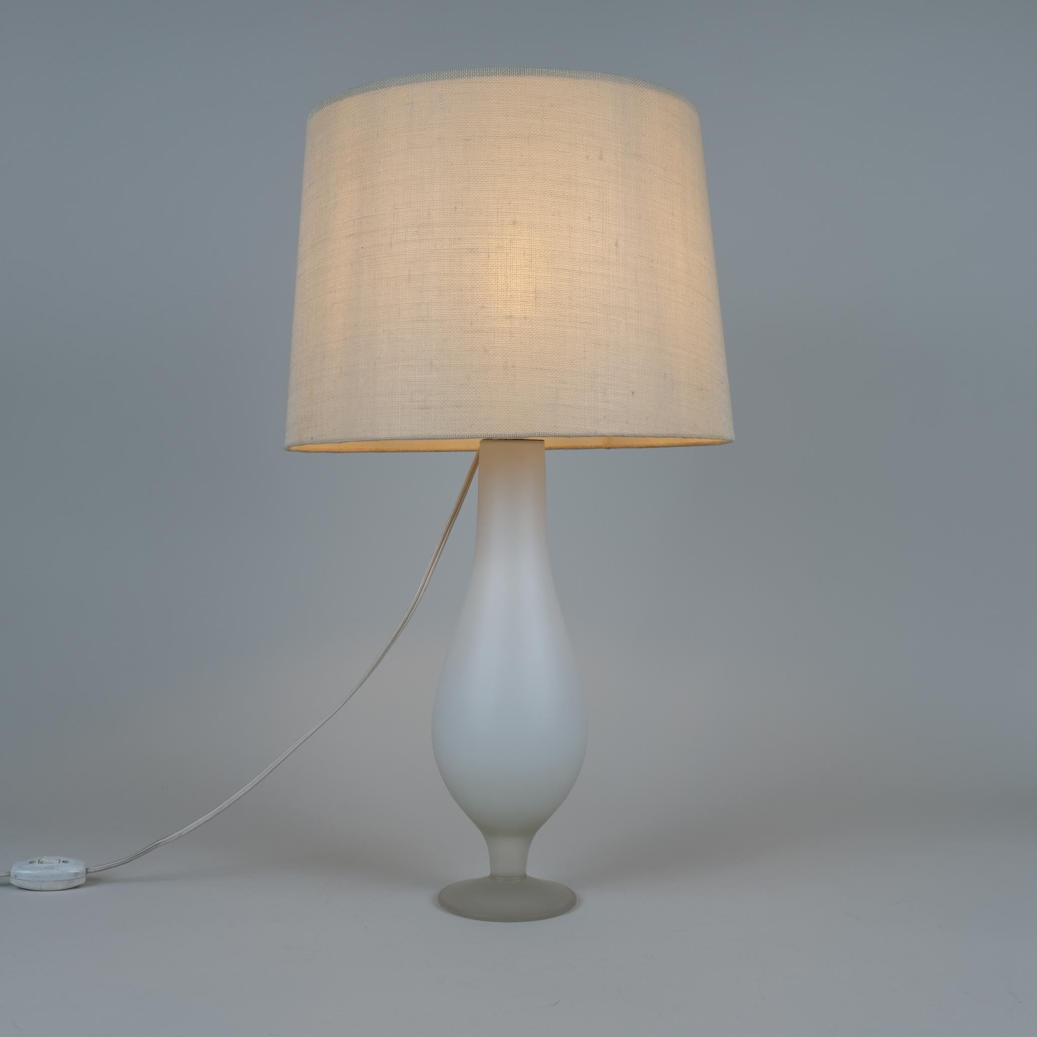 Finnish Greta Lisa Jäderholm-Snellman Table Lamp in Frosted Glass, Finland 1950s For Sale