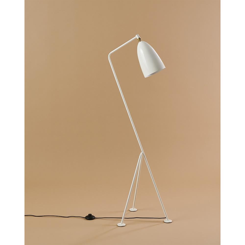 Mid-Century Modern Greta M. Grossman Grashoppa Floor Lamp Glossy Alabaster White for GUBI For Sale