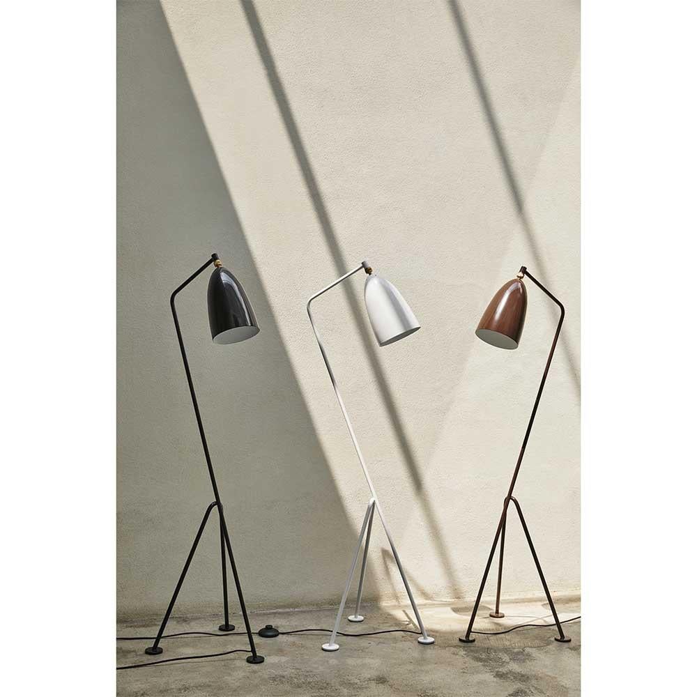 Danish Greta M. Grossman Grashoppa Floor Lamp Glossy Alabaster White for GUBI For Sale