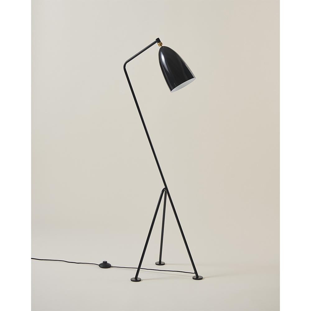 Mid-Century Modern Greta M. Grossman Grashoppa Floor Lamp Glossy Black for GUBI For Sale
