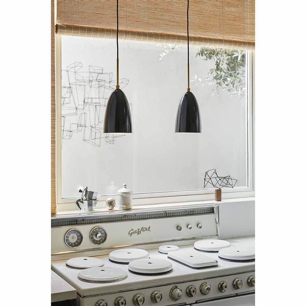 Powder-Coated Greta M. Grossman Grashoppa Pendant Glossy Black for GUBI For Sale