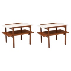 Vintage Greta M. Grossman Side Tables with Travertine Tops for Glenn of California