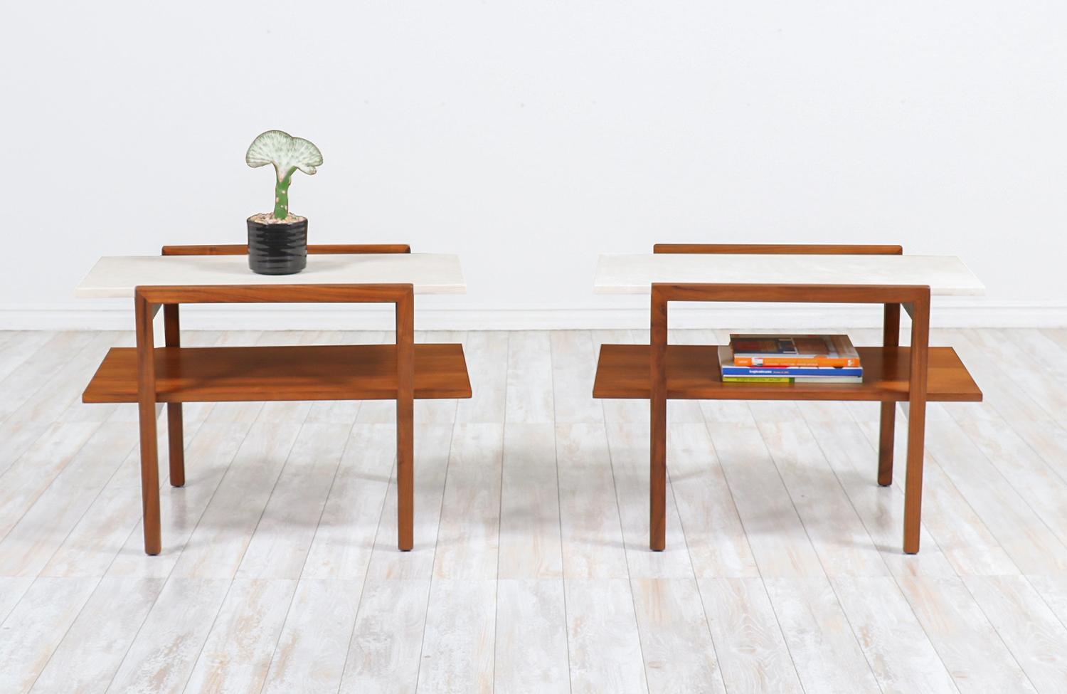 Greta M. Grossman two-tier side tables with marble tops for Glenn of California.
