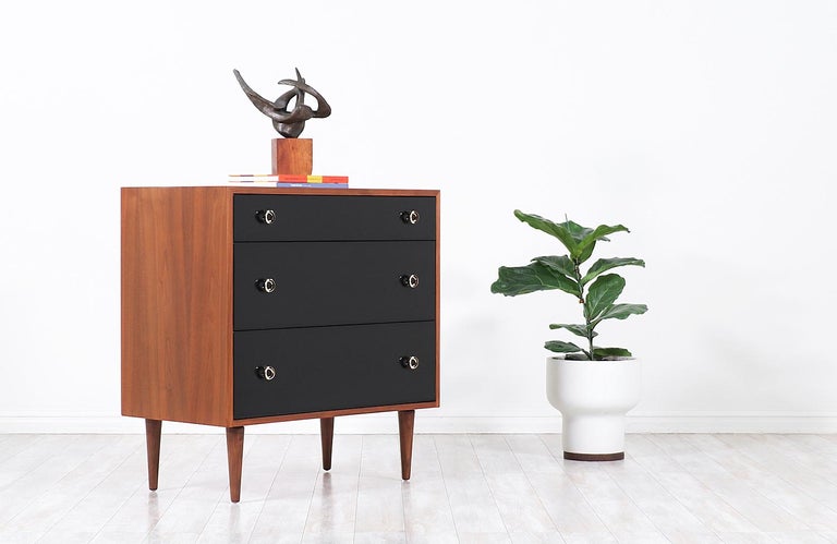 Mid-Century Modern Greta M. Grossman Two-Tone Lacquered and Walnut Chests for Glenn of California