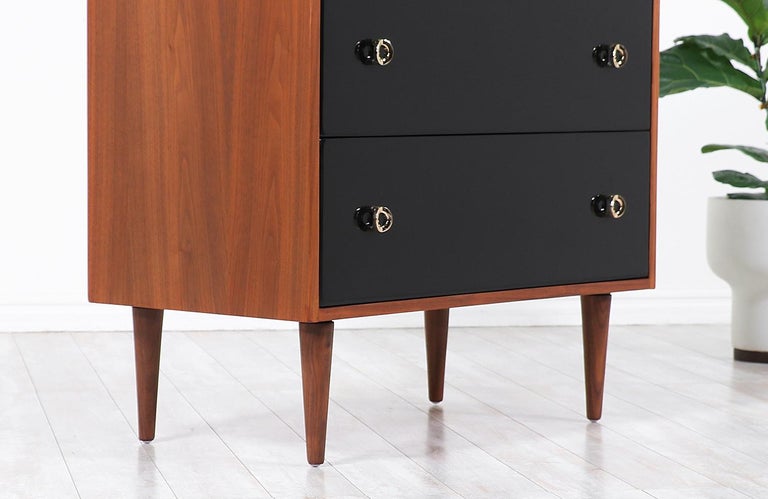 Brass Greta M. Grossman Two-Tone Lacquered and Walnut Chests for Glenn of California
