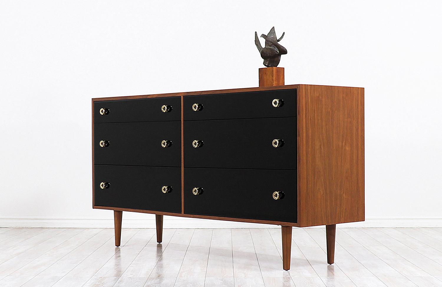 Mid-Century Modern Greta M. Grossman Two-Tone Lacquered and Walnut Dresser for Glenn of California