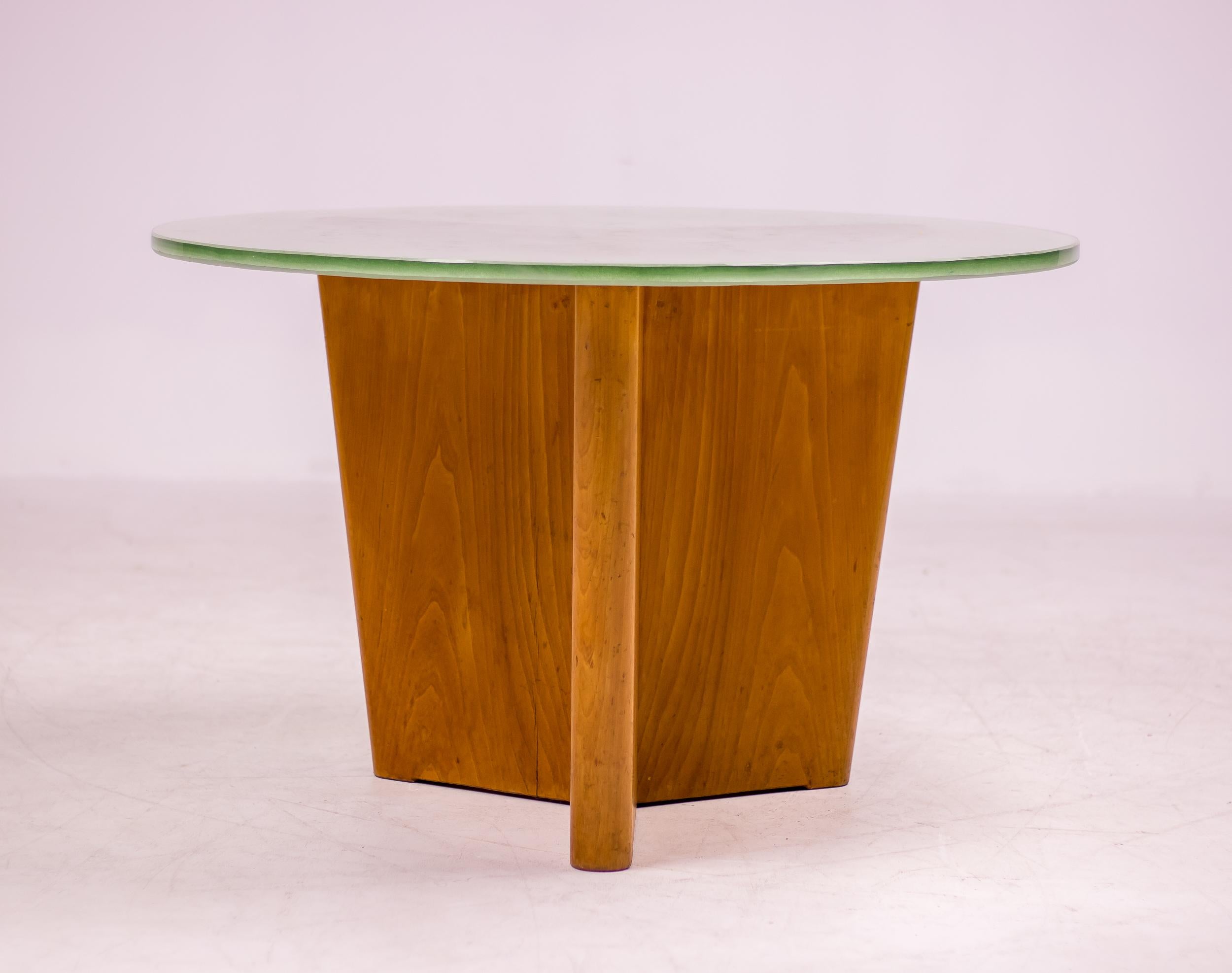 Scandinavian Modern Greta Magnusson Grossman Coffee Table with Sand Cast Glass Top