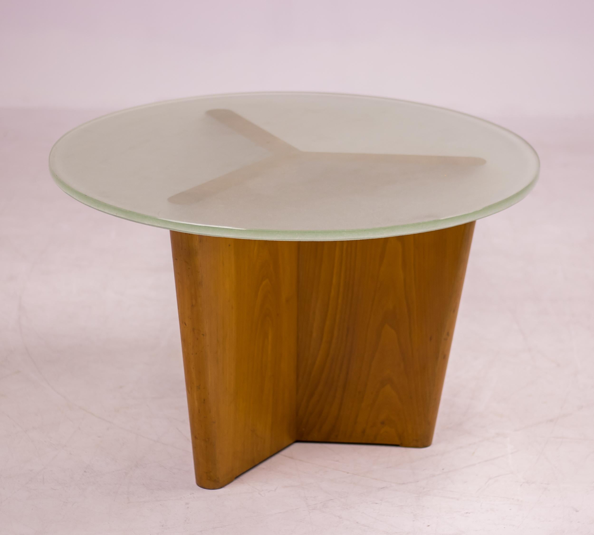 Greta Magnusson Grossman Coffee Table with Sand Cast Glass Top In Good Condition In Dronten, NL