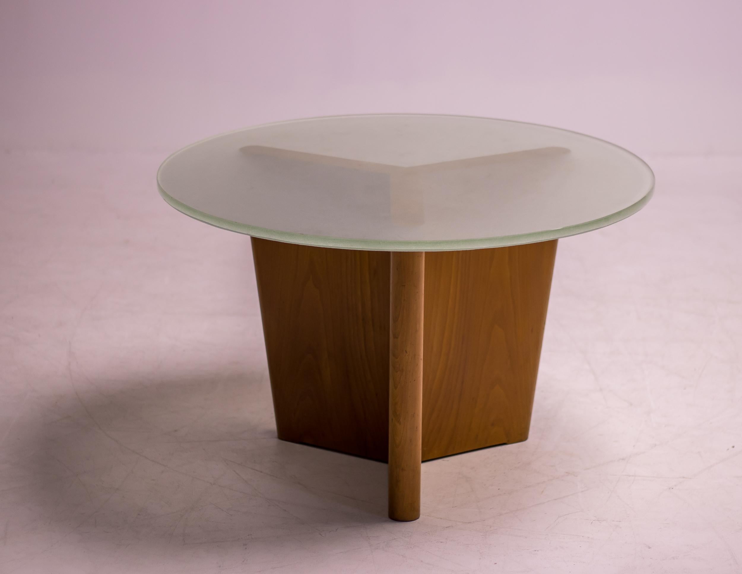 Elm Greta Magnusson Grossman Coffee Table with Sand Cast Glass Top