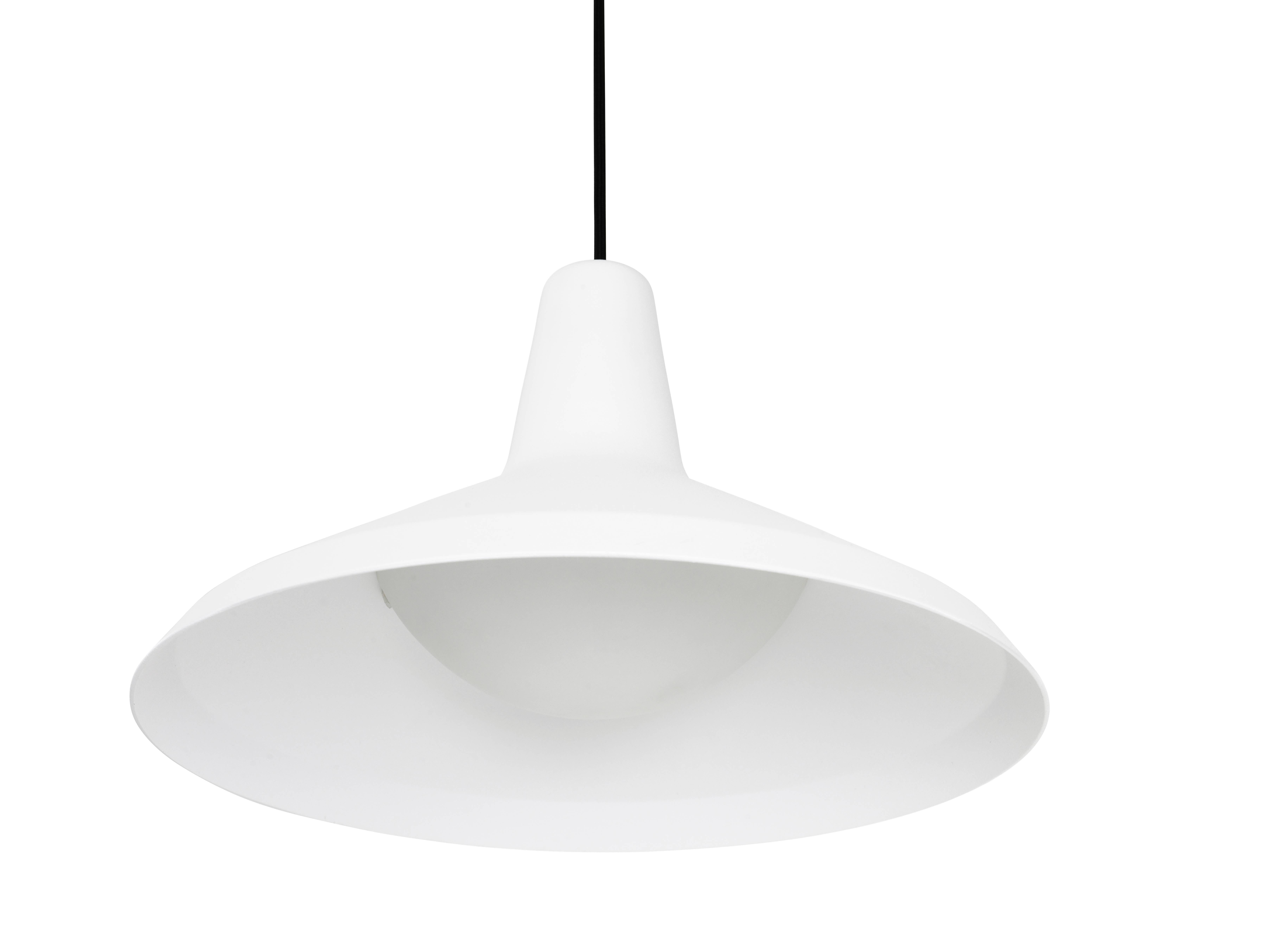 Greta Magnusson Grossman 'G-10' Pendant Lamp in White. Designed in 1950 by Grossman, this is an authorized re-edition by Gubi of Denmark who meticulously reproduces her work with scrupulous attention to detail and materials that are faithful to the