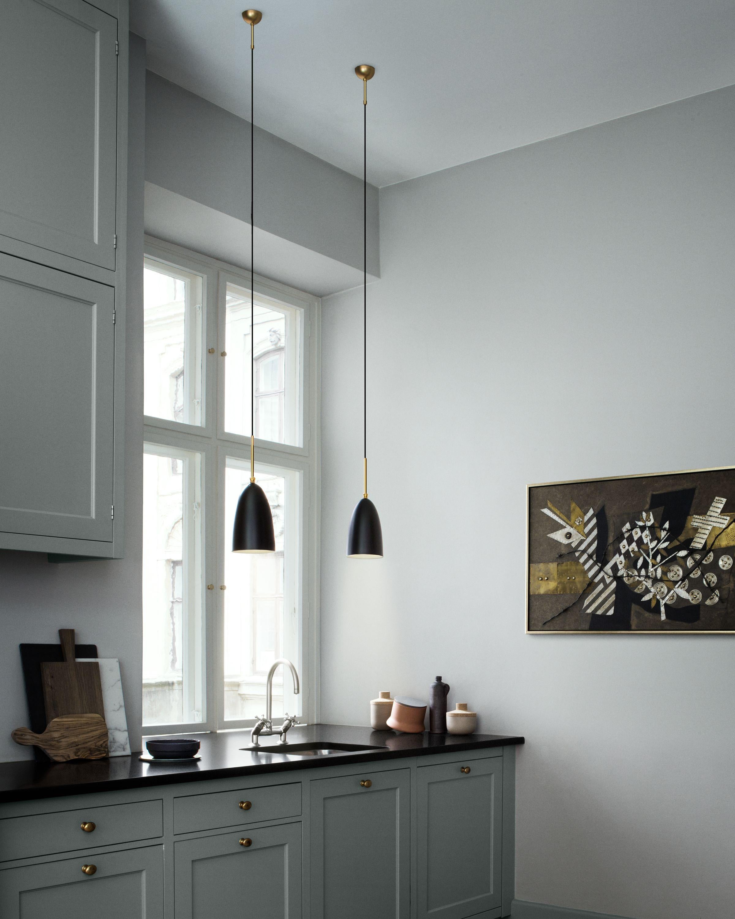 Powder-Coated Greta Magnusson Grossman 'Grasshopper' Pendant in Dusty Blue For Sale