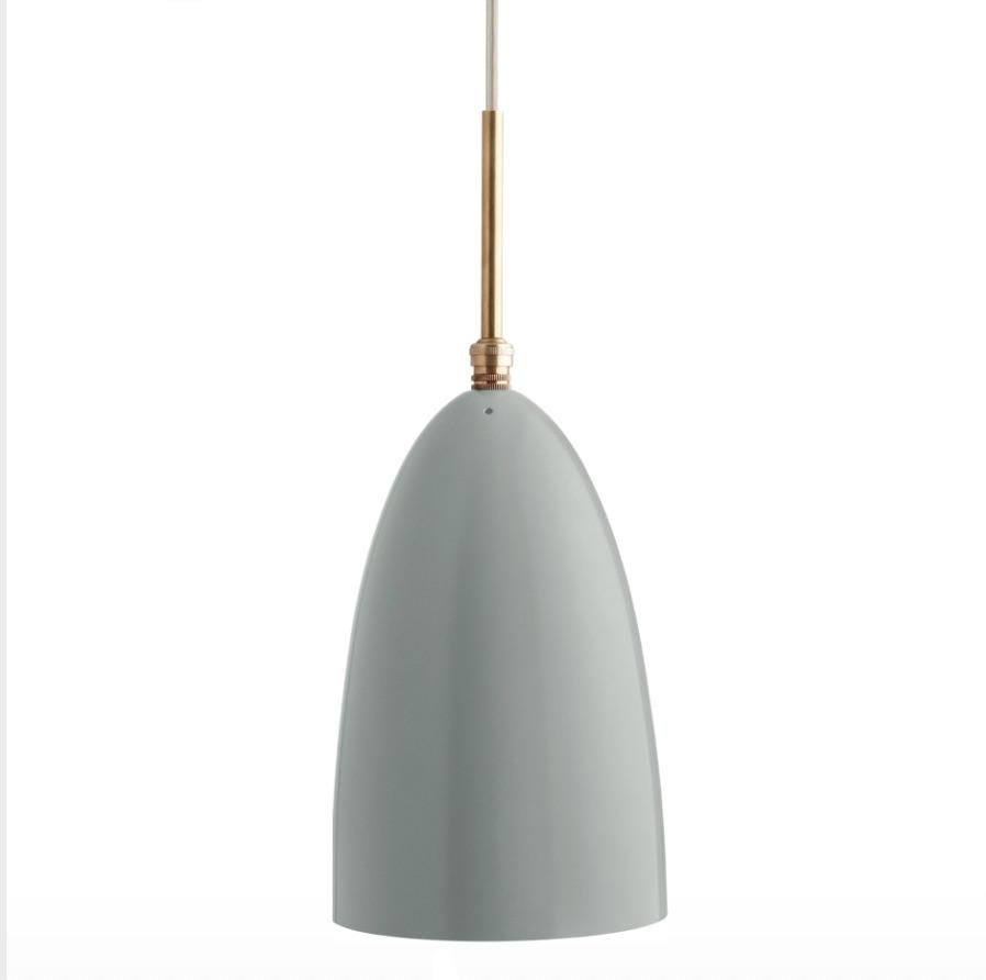 Steel Greta Magnusson Grossman 'Grasshopper' Pendant in Oyster White For Sale