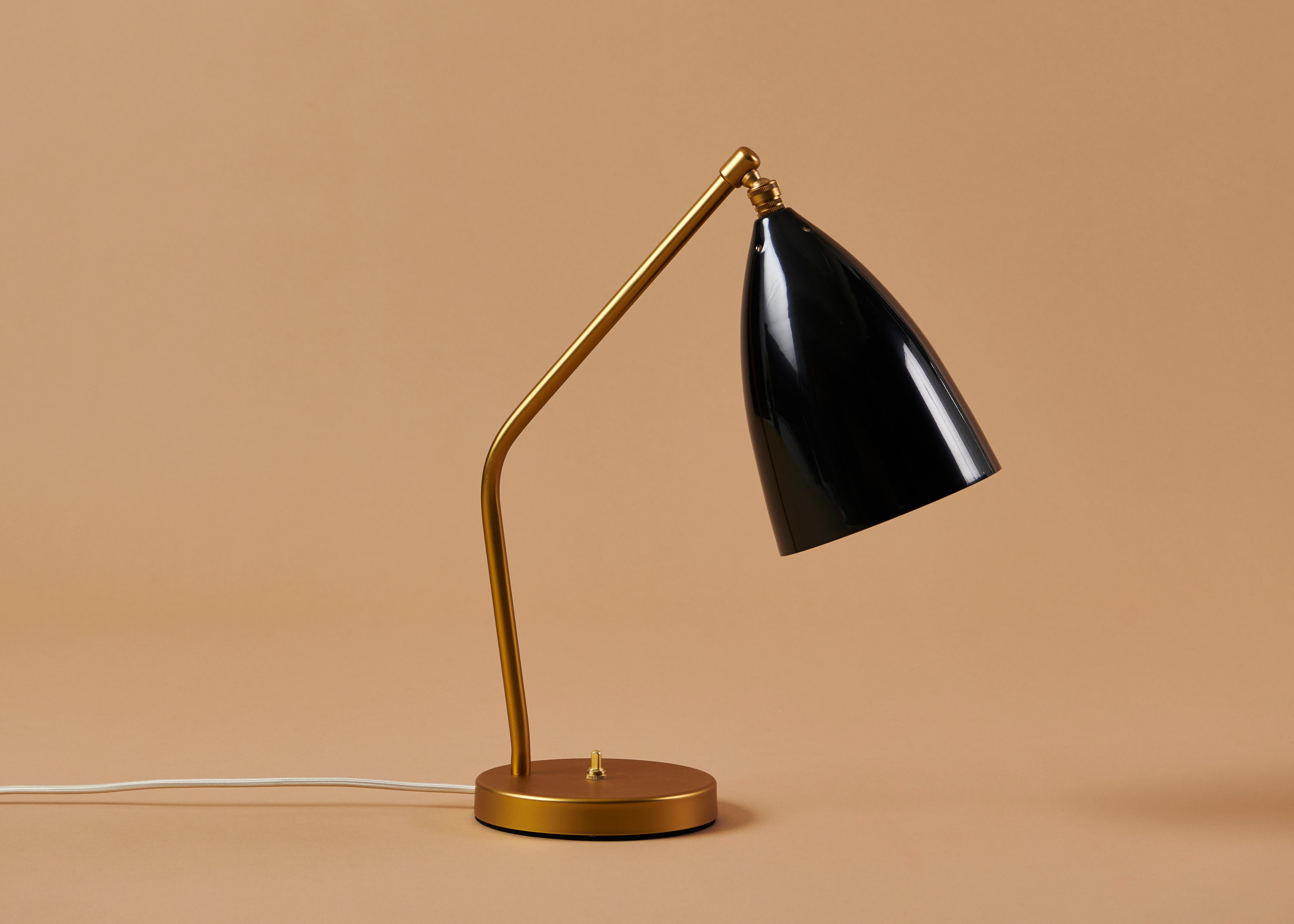 Powder-Coated Greta Magnusson Grossman 'Grasshopper' Table Lamp in Glossy Black For Sale