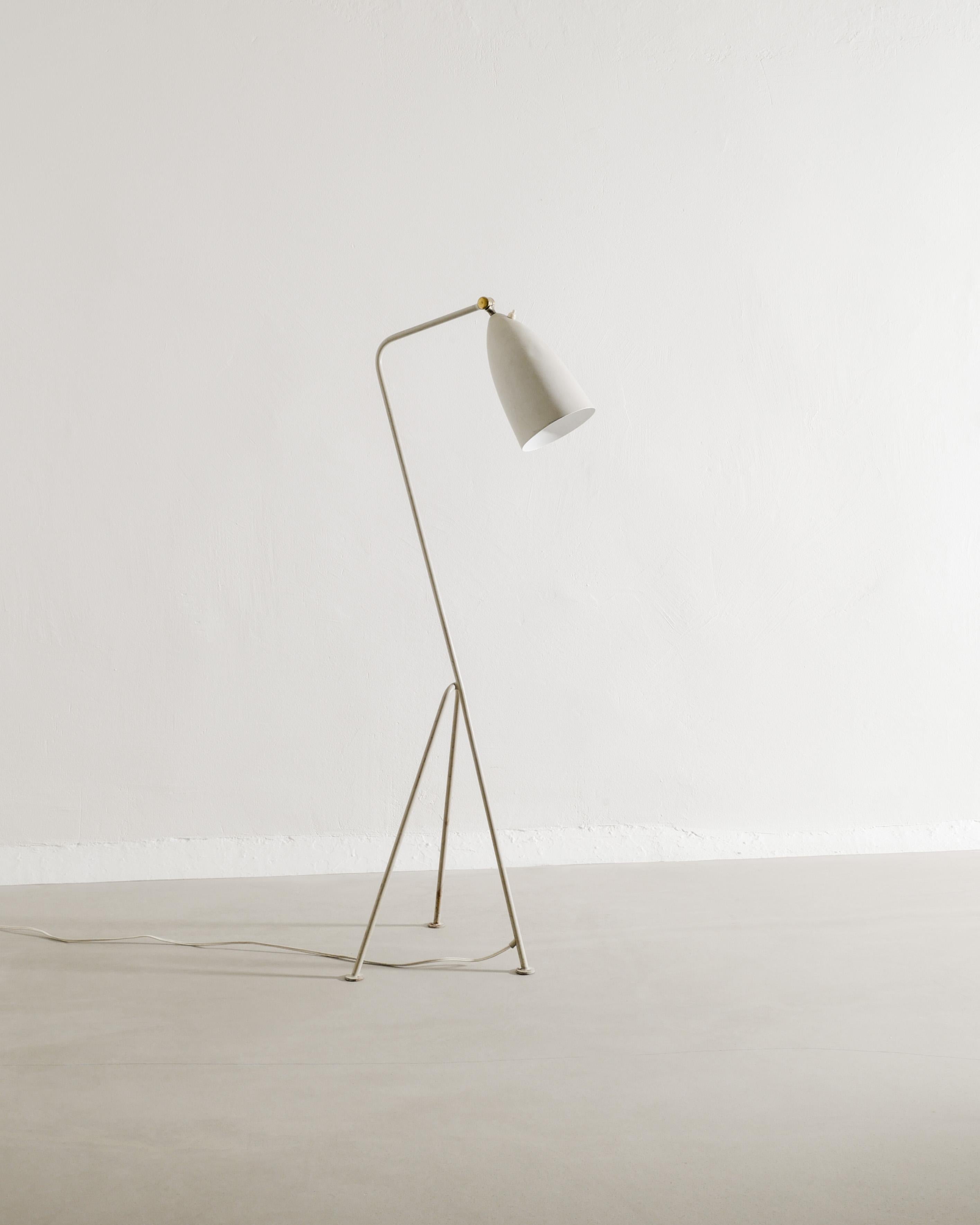 Rare and iconic light grey Swedish mid century floor lamp model 