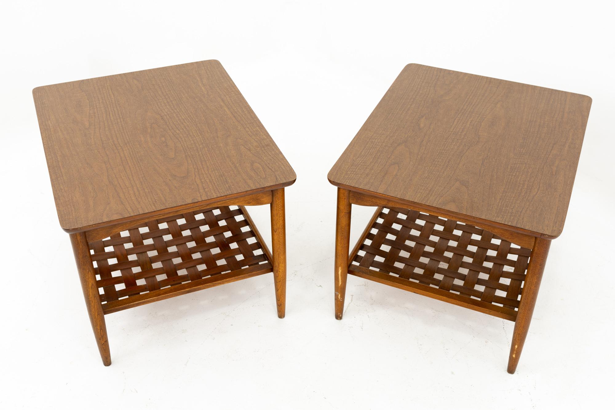 Mid-Century Modern Grete Magnusson Grossman Style MCM Walnut and Formica Top Side End Tables, Pair