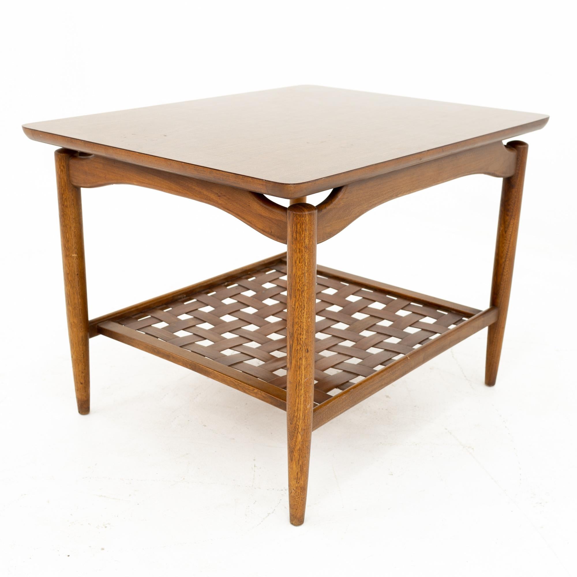 American Grete Magnusson Grossman Style MCM Walnut and Formica Top Side End Tables, Pair