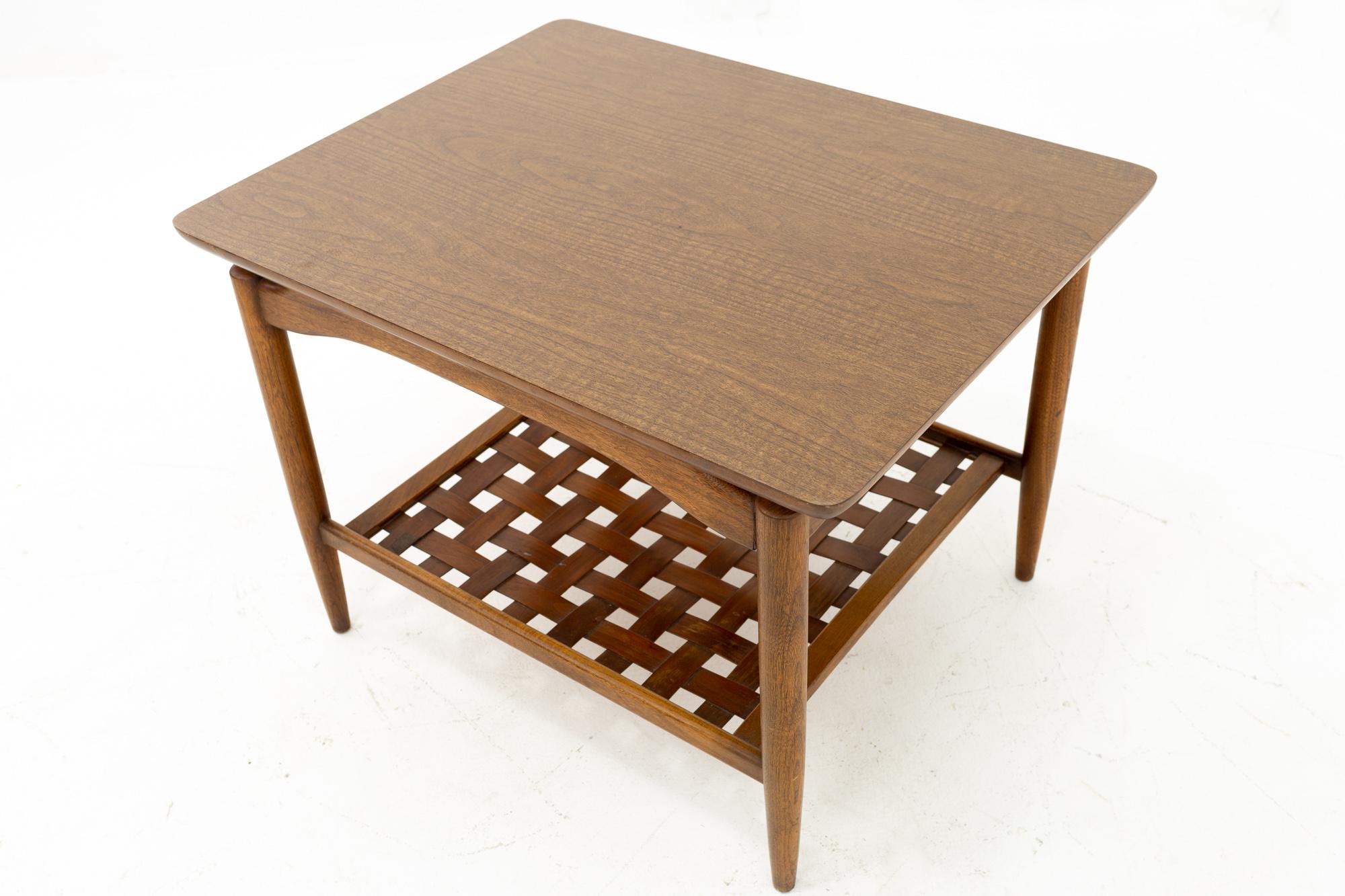 Grete Magnusson Grossman Style MCM Walnut and Formica Top Side End Tables, Pair 1