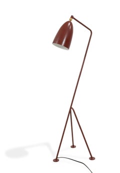 Greta Magnusson Gubi Pair Grasshopper Andorra Red Floor Lamps Mid-Century Modern