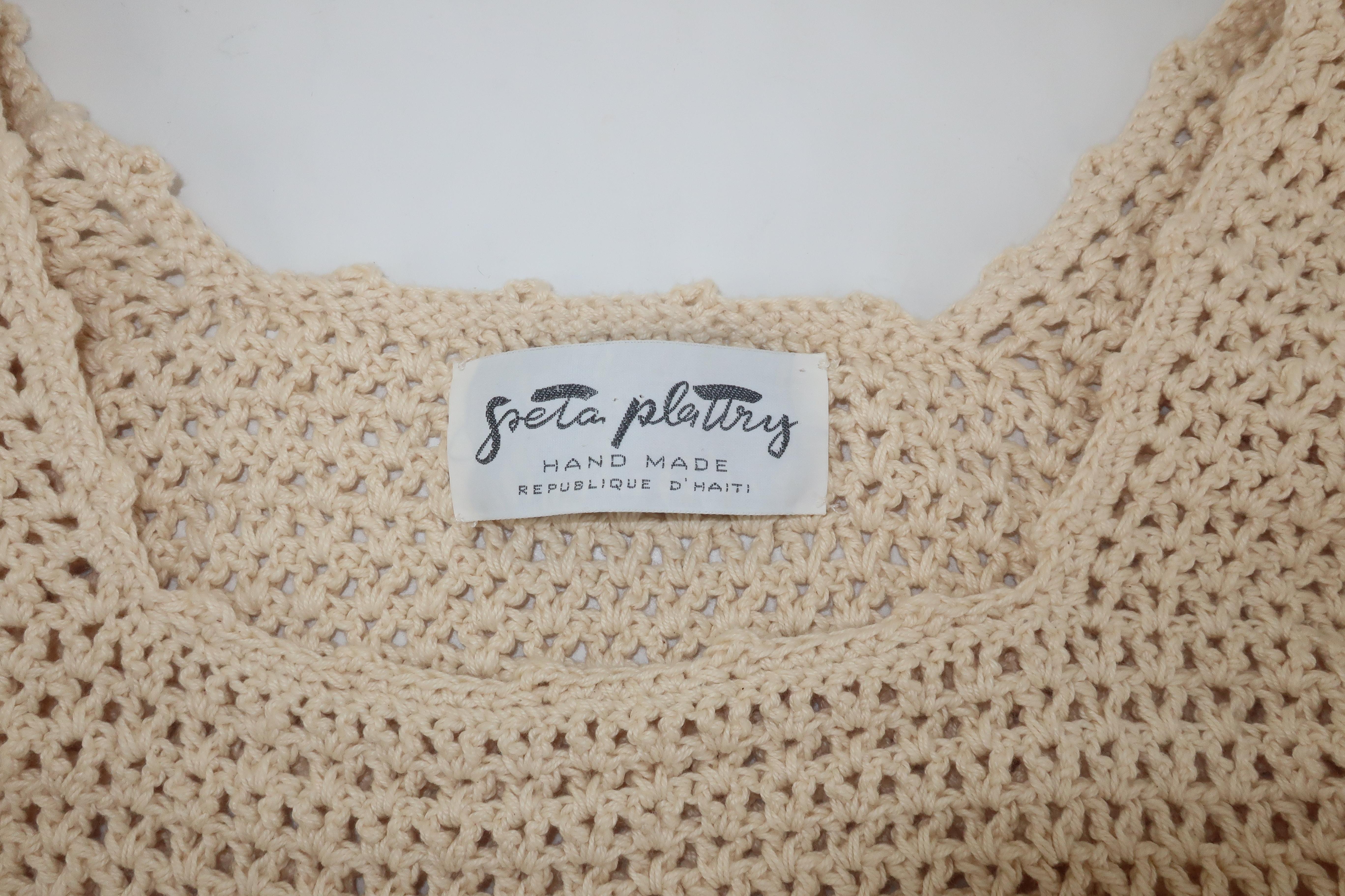 Greta Plattry Crochet Cotton Knit Pant Suit, 1960's 4