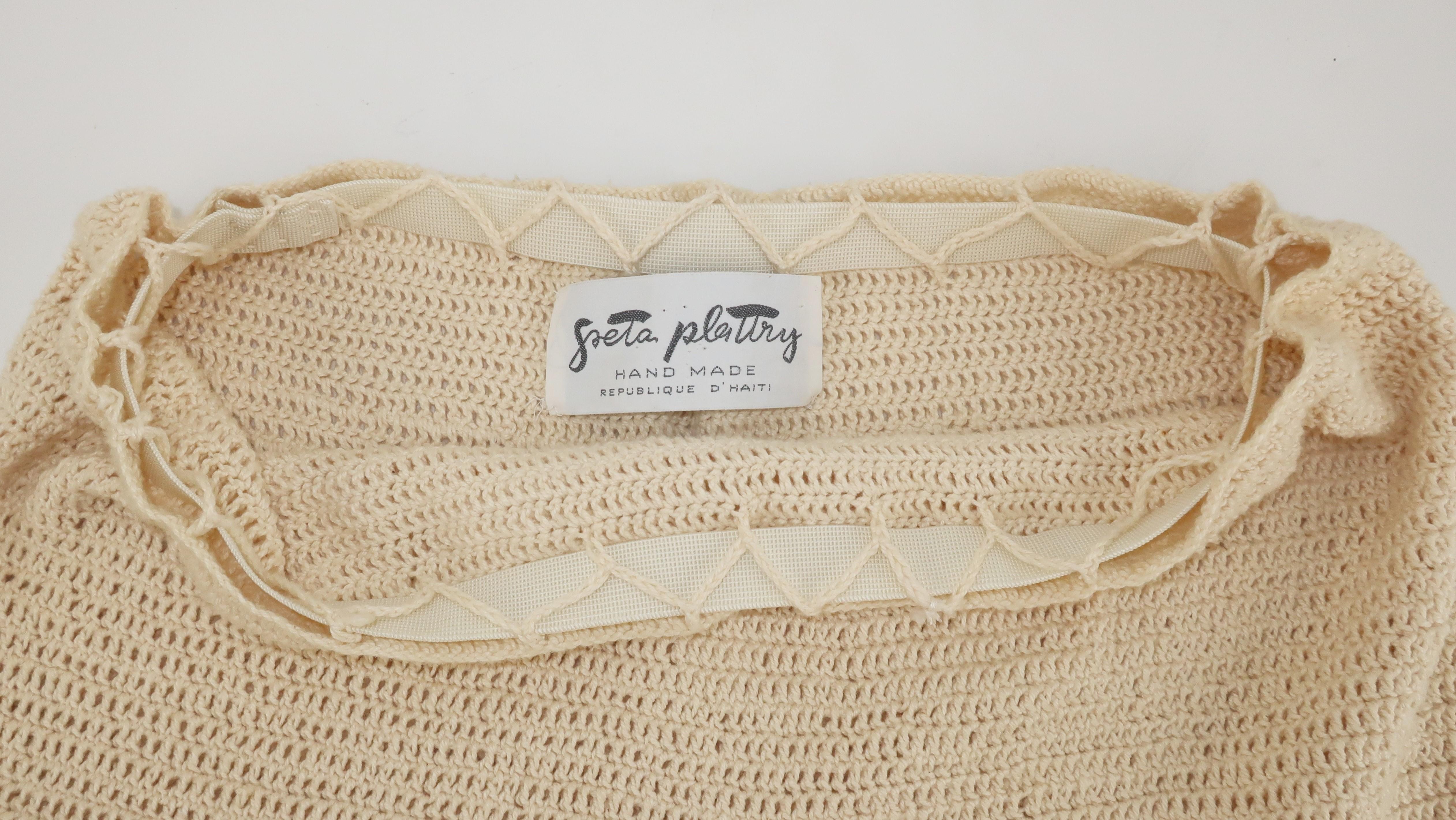 Greta Plattry Crochet Cotton Knit Pant Suit, 1960's 5