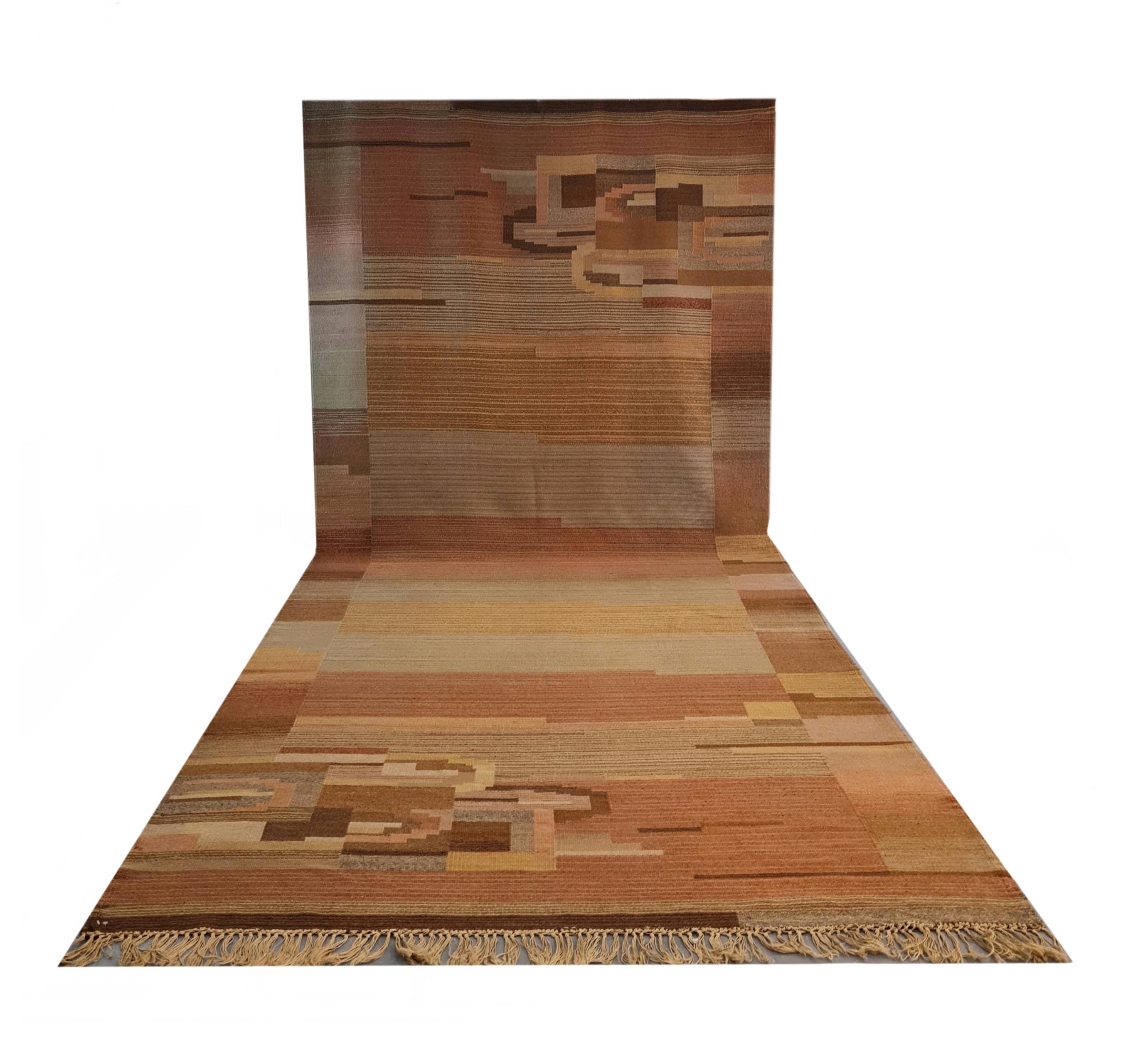 Art Deco Greta Skogster-Lehtinen, Finnish Flat-Weave Carpet For Sale
