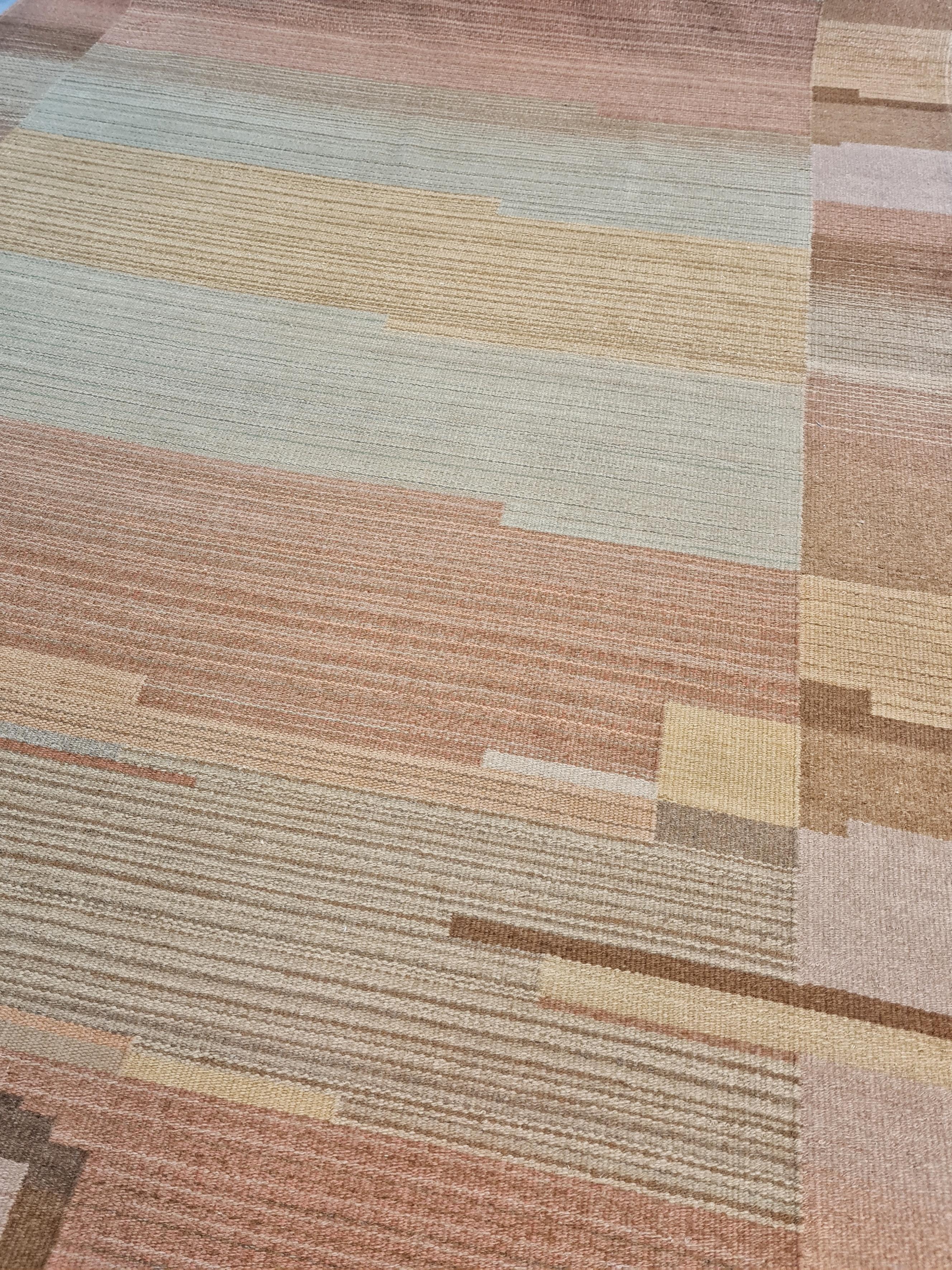 Hand-Woven Greta Skogster-Lehtinen, Finnish Flat-Weave Carpet For Sale