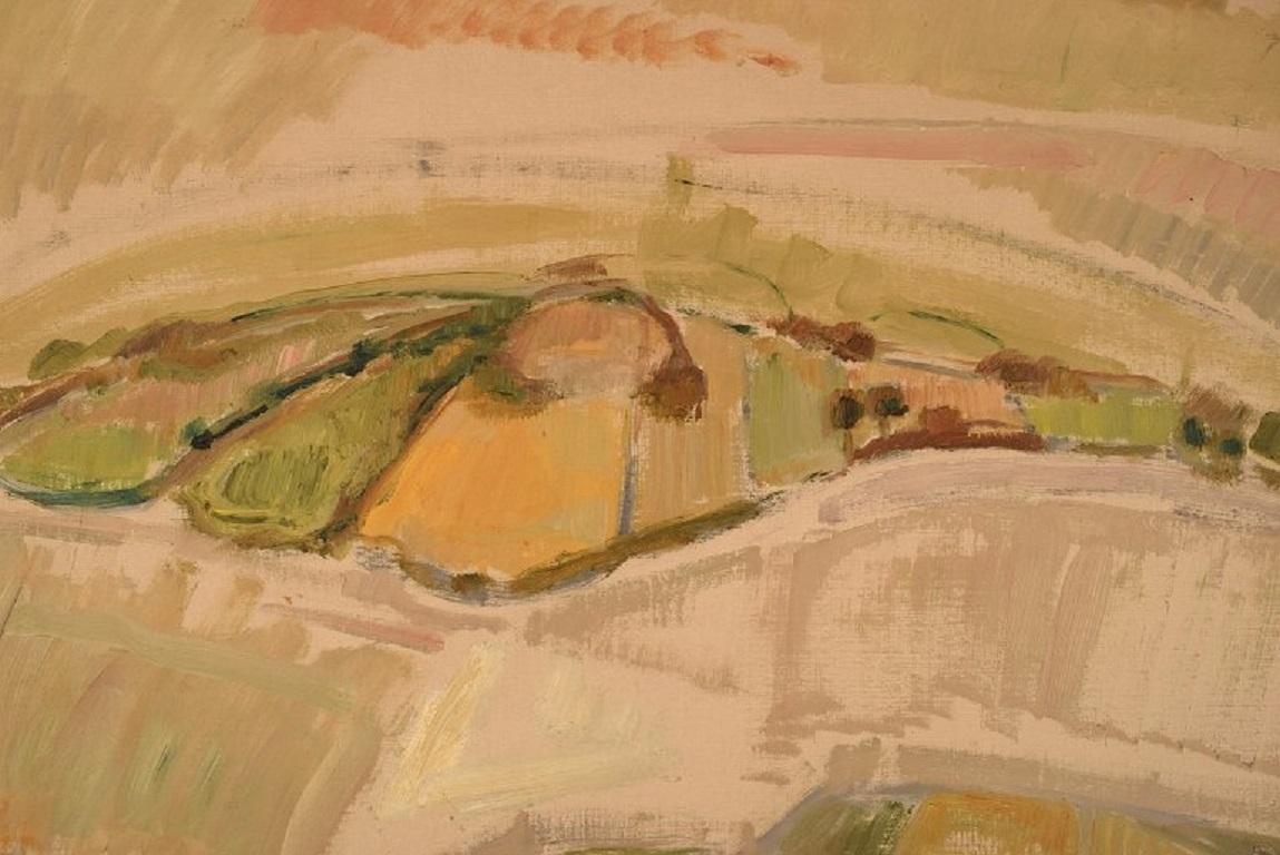 Scandinavian Modern Greta Utbult, Listed Swedish Artist, Oil/Canvas, Modernist Landscape