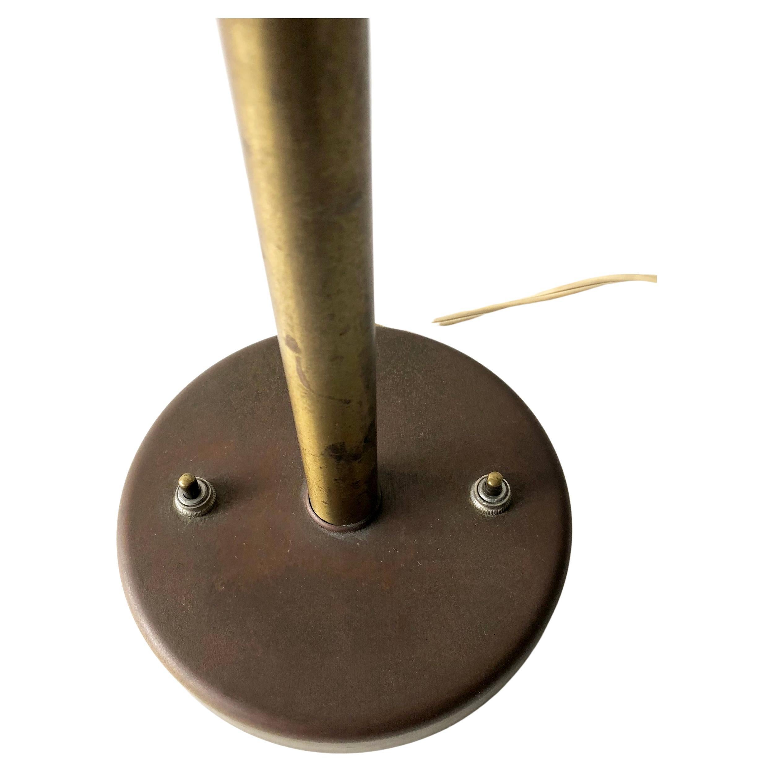 Mid-20th Century Greta Von Nessen Brass Adjustable Double Cone Table Lamp
